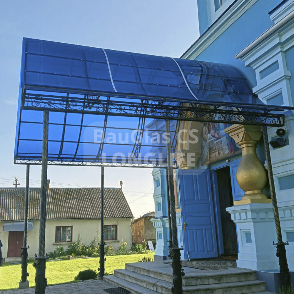 монолитный поликарбонат 3мм синий 2050*5100мм 2УФ антивандальный BauGlas FSX professional